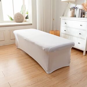 KULLAMEE 2pcs White Lash Bed Cover Fitted for 6FT Lash Table or Massage Bed Lash Extension Bed Spandex Bed Cover (White/Cream 2)