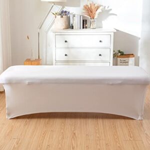 KULLAMEE 2pcs White Lash Bed Cover Fitted for 6FT Lash Table or Massage Bed Lash Extension Bed Spandex Bed Cover (White/Cream 2)