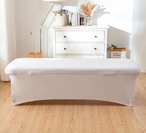KULLAMEE 2pcs White Lash Bed Cover Fitted for 6FT Lash Table or Massage Bed Lash Extension Bed Spandex Bed Cover (White/Cream 2)