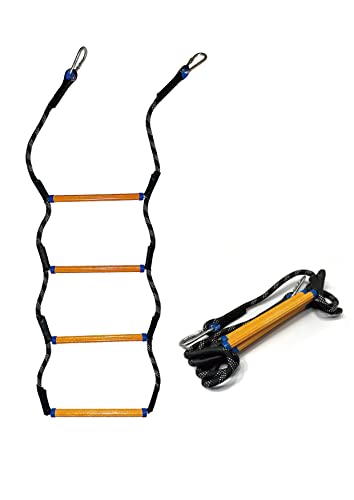 MVBouresu Boat Rope Ladder, Heavy Duty Climbing Rope 400Lbs Strength, 14mm Reinforced Polyester Line, Rigid Resin Step Design, Outdoor Ladder for Inflatable Boat, Kayak, Motorboat, Canoeing (4 Step)