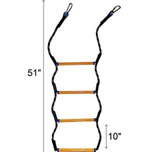 MVBouresu Boat Rope Ladder, Heavy Duty Climbing Rope 400Lbs Strength, 14mm Reinforced Polyester Line, Rigid Resin Step Design, Outdoor Ladder for Inflatable Boat, Kayak, Motorboat, Canoeing (4 Step)