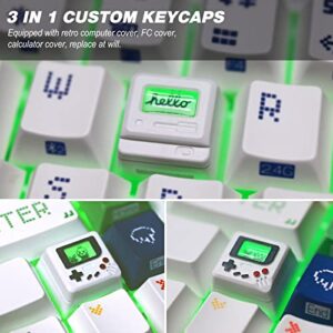 Custom Keycaps - Light Transmission Keycaps - Classic Retro Mechanical Backlit Keyboard Keycap. Suitable for Most MX Switches RGB PC Gamer Mechanical Keyboard (White)