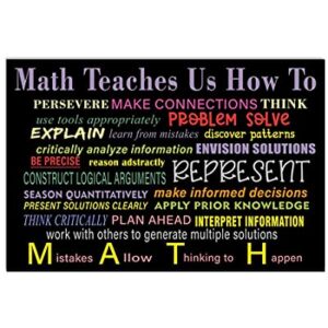 EYSL Retro Tin Signs Vintage Metal Poster Math Teaches Us How To Persevere Make Connections Think Poster Classroom Wall Decor Home Living Room Kitchen Wall Decor 8x12In