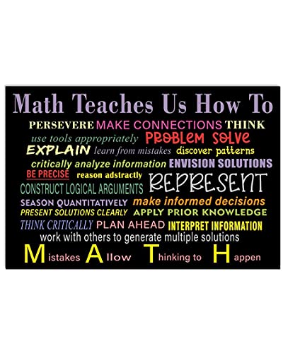 EYSL Retro Tin Signs Vintage Metal Poster Math Teaches Us How To Persevere Make Connections Think Poster Classroom Wall Decor Home Living Room Kitchen Wall Decor 8x12In