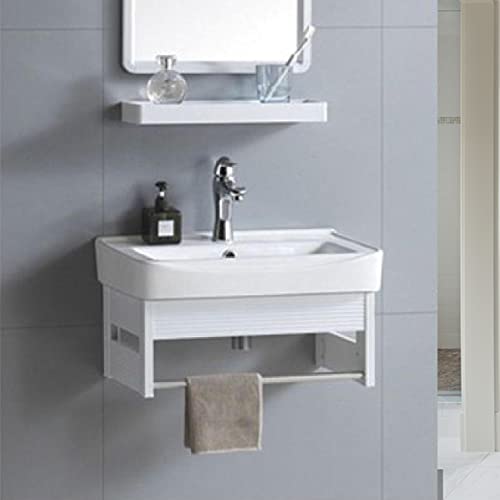 DANSEELEE 16.9" Modern Small Wall Metal Bathroom Vanity Sets with Ceramic Sink Aluminum Alloy Frame