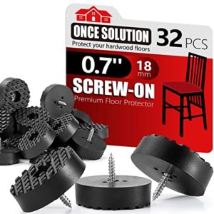 screw-on rubber feet for furniture - 32pcs floor protector for chair leg - 0.7" sturdy feet for cutting board non slip - black furniture pad for hardwood floor - durable furniture rubber bumper