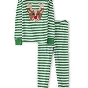 Gymboree,unisex-child,Gymmie Long Sleeve and Pant Cotton 2-Piece Pajama Sets, Big Kid, Toddler,Rudolph,5T