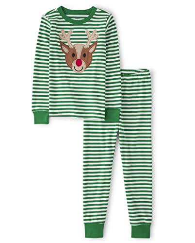 Gymboree,unisex-child,Gymmie Long Sleeve and Pant Cotton 2-Piece Pajama Sets, Big Kid, Toddler,Rudolph,5T