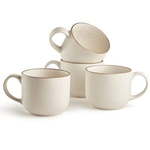 maison neuve riverside collection 4-piece mug set - hand crafted ceramic stoneware mug set, modern dining mugs - large & multipurpose shape mugs, microwave & dishwasher safe - oxford white, 16 oz.