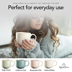 Maison Neuve Riverside Collection 4-Piece Mug Set - Hand Crafted Ceramic Stoneware Mug Set, Modern Dining Mugs - Large & Multipurpose Shape Mugs, Microwave & Dishwasher Safe - Oxford White, 16 Oz.