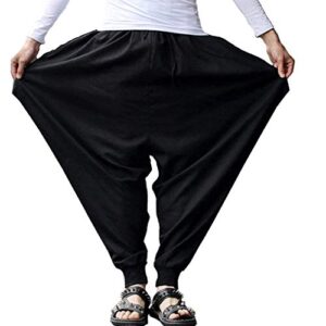 ellazhu Men's Elastic Waist Harem Pants Sweaterpants Yoga Trousers Baggy Joggers GYM22 Black01 L