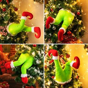 Christmas Elf Body Tree Decorations, Christmas Tree Decor Elf Arms Stole Christmas Elf Stuffed Leg Stuck Xmas Tree Topper Garland Ornaments Pose-able Plush Legs for Tree Ornaments (Elf Legs)