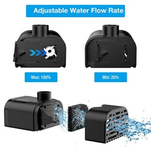 AISITIN 2.5W Fountain Pump with LED Light and Nozzles, DIY Water Fountain Pump Kit with 15.8 ft USB Power Cord and AC Adapter, Water Pump for Bird Bath, Ponds, Garden, Outdoor and Indoor, Black