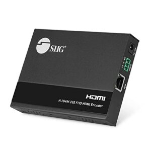 siig h.265 h.264 hdmi iptv encoder 1080p 60hz, loopout, audio extraction/embedding, gui, live stream/broadcast to youtube, facebook, twitch, vlc software, etc, rtsp, rtmp, rtmps, hls, multicast