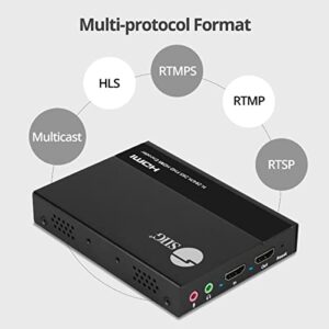 SIIG H.265 H.264 HDMI IPTV Encoder 1080p 60Hz, Loopout, Audio Extraction/Embedding, GUI, Live Stream/Broadcast to YouTube, Facebook, Twitch, VLC Software, etc, RTSP, RTMP, RTMPS, HLS, Multicast