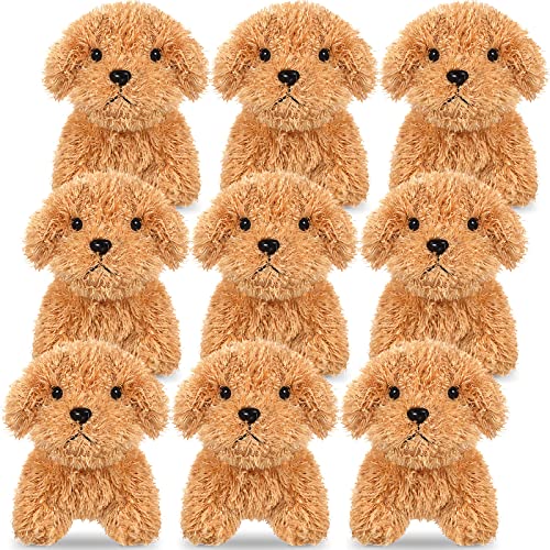 9 Pieces Mini Stuffed Puppy Dog Stuffed Animals Bulk Plush Puppy Party Favors Small Stuffed Animals Soft Baby Puppies Birthday Gift for Kids Girls Boys Backpack Pendant Keychain (Long Plush Puppy)