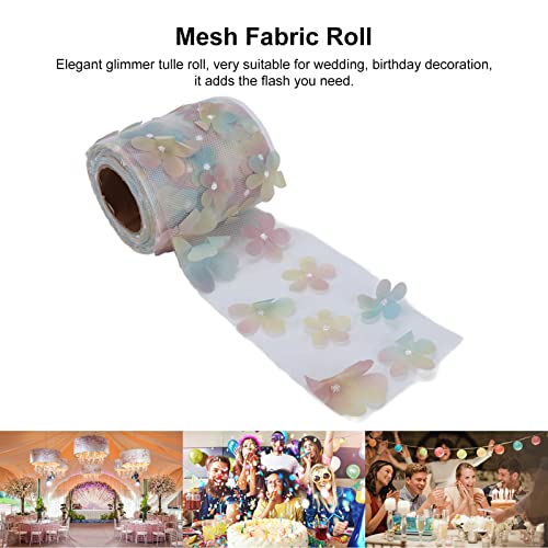 Pssopp Colorful Gradient Flower Tulle Roll Clothes Decorative Accessories Bow Knot Mesh Fabric Roll DIY Material Webbing, Tulle Roll RibbonsTrim & Embellishments(Colored Petals Beige)