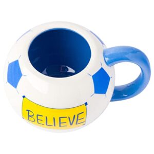 Silver Buffalo Ted Lasso Believe Soccer Ball Ceramic 3D Sculpted Mug, 20 Ounces