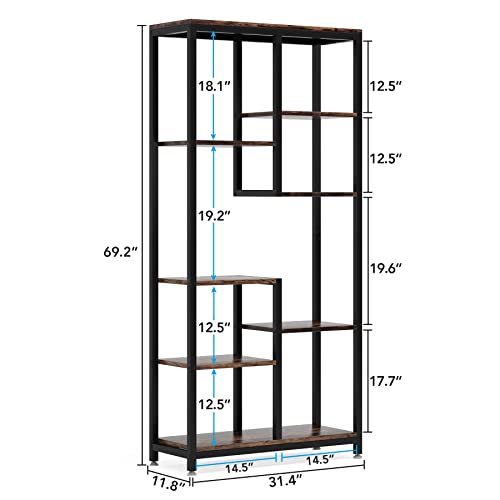 Tribesigns 6-Tier Tall Bookshelf Bookcase, Industrial 8-Shelf Open Bookcase Storage Display Book Shelves for Living Room, Home Office