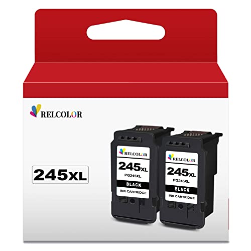 Relcolor 245XL 243XL Ink Cartridge Black for Canon MX490 MX492 MG2525 MG2522 TS3100 TS3120 TS3122 TS3300 TS3322 TS3320 TR4500 TR4520 TR4522 MG2500 MG2520 TS302 TS202 Printer PG 245 243 XL Higher Yield