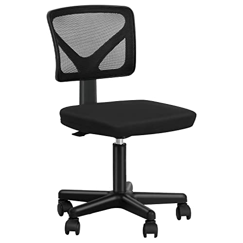 BestOffice Ergonomic Desk Armless Mesh Computer Lumbar Support Swivel Rolling Executive Adjustable Task Chair for Back Pain (Black)