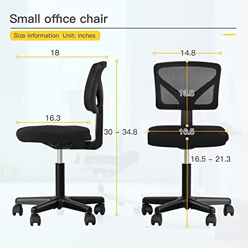 BestOffice Ergonomic Desk Armless Mesh Computer Lumbar Support Swivel Rolling Executive Adjustable Task Chair for Back Pain (Black)