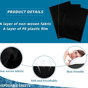 50 Pieces 31 x 70 Inches Disposable Bed Sheets Waterproof Bed Cover Massage Table Sheet Non-woven Fabric for Spa, Beauty Salon, Hotels (Black)