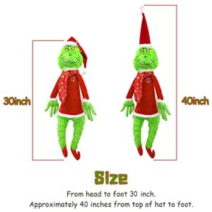 Christmas Decorations Plush Toy, 30“ Plush Toy Christmas Decoration, Green Monster Suitable for Christmas Tree Home Decor.