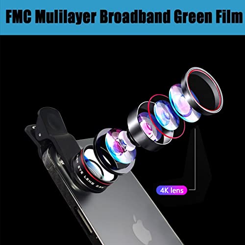 Phone Camera Lens, Clip on Cell HD Phone Fisheye Lens kit, 235° Fisheye Lens ，for Most iPhone Android Samsung Phones and Smartphones