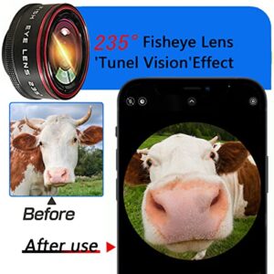 Phone Camera Lens, Clip on Cell HD Phone Fisheye Lens kit, 235° Fisheye Lens ，for Most iPhone Android Samsung Phones and Smartphones