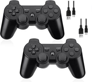lyyes wireless controller 2 pack for ps-3,double shock,rechargeable analog joystick,remote for ps-3