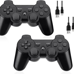 Lyyes Wireless Controller 2 Pack for PS-3,Double Shock,Rechargeable Analog Joystick,Remote for PS-3