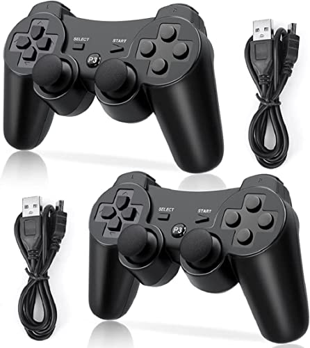 Lyyes Wireless Controller 2 Pack for PS-3,Double Shock,Rechargeable Analog Joystick,Remote for PS-3