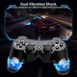 Lyyes Wireless Controller 2 Pack for PS-3,Double Shock,Rechargeable Analog Joystick,Remote for PS-3