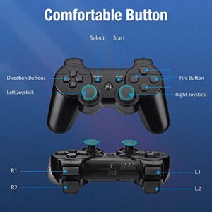 Lyyes Wireless Controller 2 Pack for PS-3,Double Shock,Rechargeable Analog Joystick,Remote for PS-3