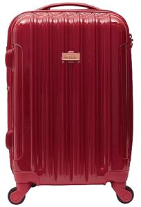 kensie women's alma hardside spinner luggage, expandable, japanese carmine red, carry-on 20-inch