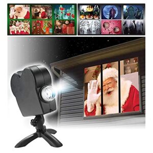 zuzif christmas halloween projector, led christmas window projector holiday projector, 12 film festivals, used for christmas and halloween outdoor garden decoration family outdoor party, black