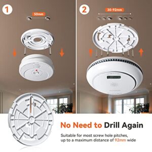 Jemay Combination Smoke and Carbon Monoxide Detector, Battery Operated Smoke Detector Carbon Monoxide Detector Combo with 10-Year Lifespan，Large LCD Display, Test/Silence Button, 1 Pack