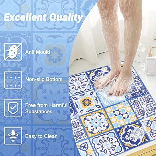 Shower Mat Non-Slip, 24x 24 Inch Square, Soft Comfort Bath Mats with Drainage Holes, PVC Loofah Massage Bathmat for Shower, Tub, Bathroom, Wet Areas, Quick Drying