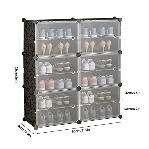 Jomifin Shoe Rack Storage Cabinet with Doors, Portable Shoes Organizer,Expandable Standing Rack, Storage Boots,Slippers,Shoes for Closet Hallway Bedroom Entryway (Black)