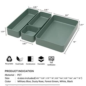 9 Pcs Stackable Drawer Organizer Trays Set, Multifunctional Stackable Storage Trays for Vanity, Bathroom, Kitchen, Desk Drawer Organizer Office. Plastic Drawer Organizers Available In 5 Colours, Green