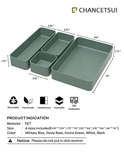 9 Pcs Stackable Drawer Organizer Trays Set, Multifunctional Stackable Storage Trays for Vanity, Bathroom, Kitchen, Desk Drawer Organizer Office. Plastic Drawer Organizers Available In 5 Colours, Green