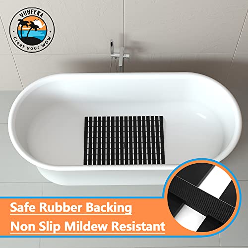 Bathtub Anti-Slip mat with Grip Floor Rubber Backing for Bathroom,Massage Shower mat,Bath tub mats, No Suction Cups Thick Drainage mat,Water Resistance(SPA Black)