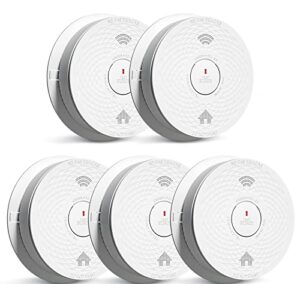siterlink smoke detector carbon monoxide detector combo with voice alert, dual sensor fire and co alarm with led light and test button, auto check, battery operated, ul 217 & ul 2034 standards, 5 pack