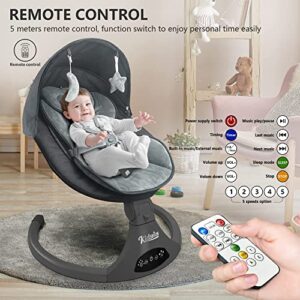 Baby Swing for Infants,5-Speed Baby Swing with 12 Preset Lullabies, Remote Control Baby Swings for Infants with Touch Screen Infant Swing for 5-20 lb,0-9 Months Suitable for Indoor and Outdoor.