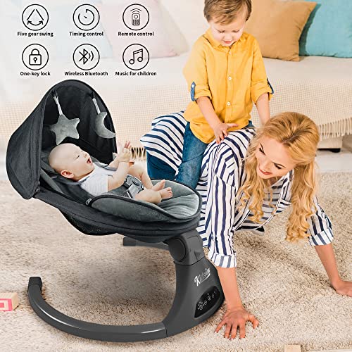 Baby Swing for Infants,5-Speed Baby Swing with 12 Preset Lullabies, Remote Control Baby Swings for Infants with Touch Screen Infant Swing for 5-20 lb,0-9 Months Suitable for Indoor and Outdoor.