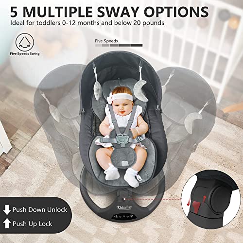 Baby Swing for Infants,5-Speed Baby Swing with 12 Preset Lullabies, Remote Control Baby Swings for Infants with Touch Screen Infant Swing for 5-20 lb,0-9 Months Suitable for Indoor and Outdoor.