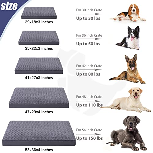 Dog Crate Bed Waterproof Dog Beds for Medium Dogs Rose Velvet Soft Fluffy Washable Dog Bed with Removable Cover & Anti-Slip Bottom, 41 x 27 Inch, Gray