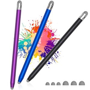 stylus pens for touch screens, capacitive stylish pencils compatible with apple ipad/iphone/samsung galaxy/tablets/kindle fire/android all universal touch screen devices (black/purple/blue)