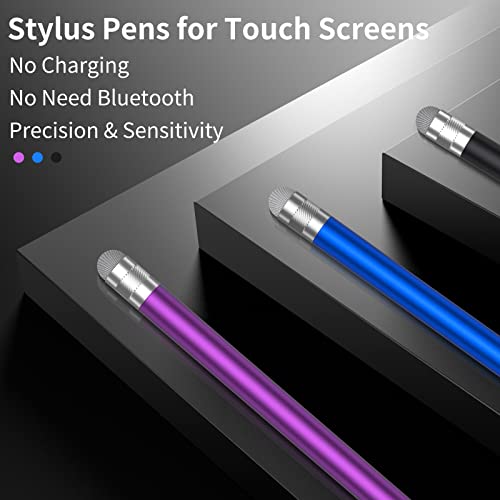 Stylus Pens for Touch Screens, Capacitive Stylish Pencils Compatible with Apple iPad/iPhone/Samsung Galaxy/Tablets/Kindle Fire/Android All Universal Touch Screen Devices (Black/Purple/Blue)